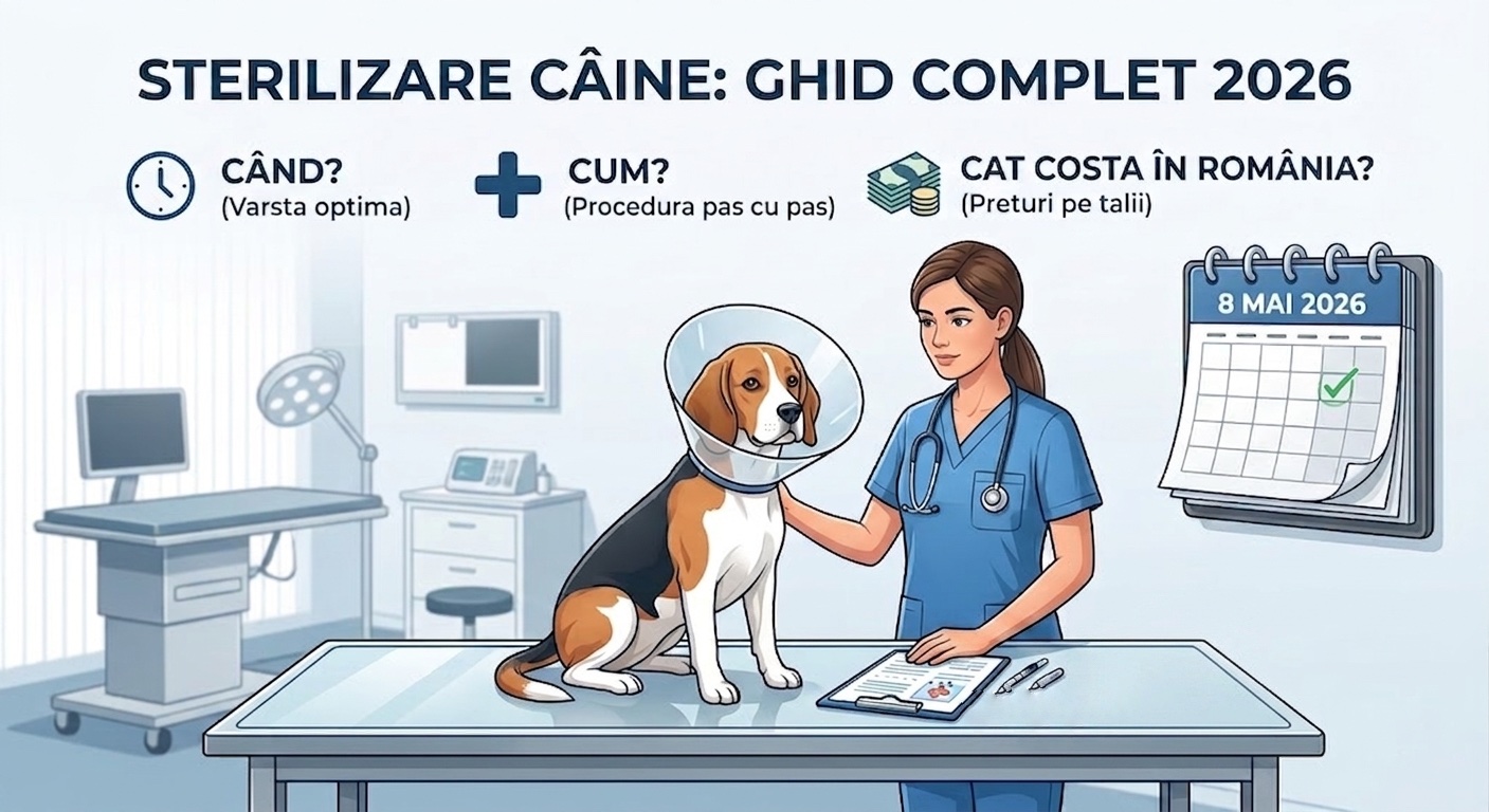 Sterilizare câine 2026: preț 400-1700 lei și vârstă